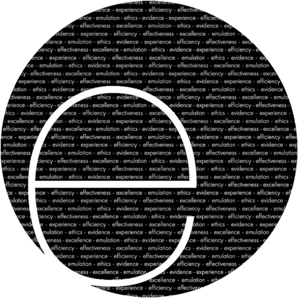 Dr David Huson emblem: excellence, emulation, ethics, evidence, experience, efficiency, effectiveness